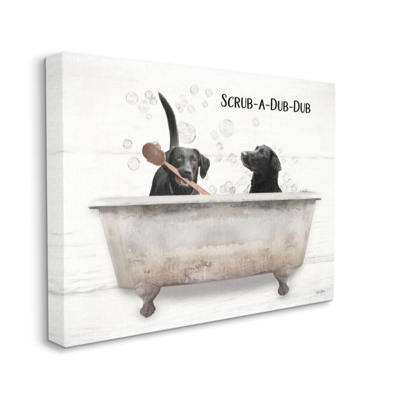 Stupell Industries Scrub a Dub Dub Quote Family Pet Dog Bath Canvas Wall Art